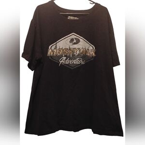 Mossy Oak Blackish Blue Tee with Camo Logo and White Script